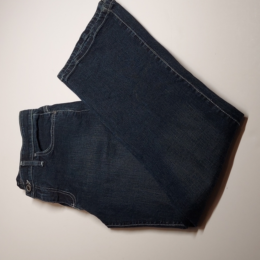 Q-BABY No Gap EMBELLISHED Size  Riding JEANS Dark Wash STRETCH Wrangler 9/10